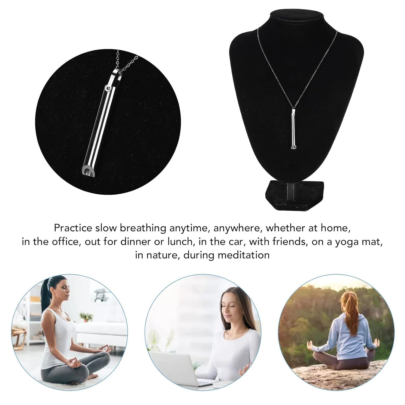 Breathing Stress Relief Necklaces for Anxiety Relief, Stop Smoking Aids, holder Lanyard Relax Calming Breath Anxiety,Meditation,Therapy